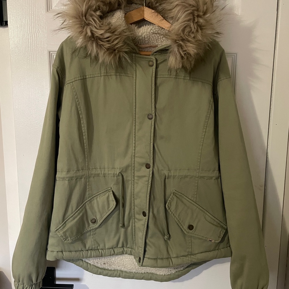 Women's Hollister Heritage Collection Green Hooded Jacket/Parka (hip length)